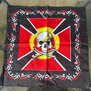 Gothic Large  Vintage-Inspired Skater Skull & Ghost  Boho Grunge  Punk scarf